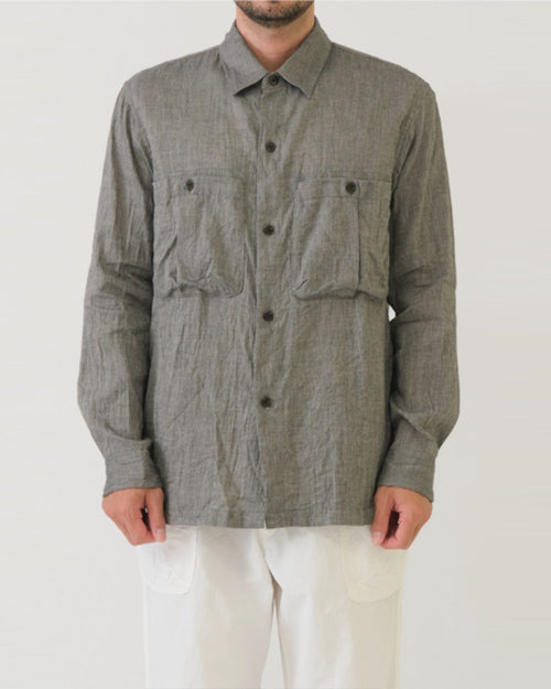 WASHED LAWN CLOTH WORK SHIRT JACKET / GRAY