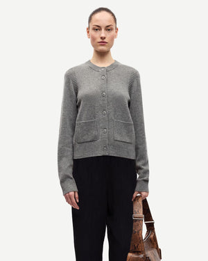 SAELIF SHORT CARDIGAN 15010 / DARK GREY MEL.