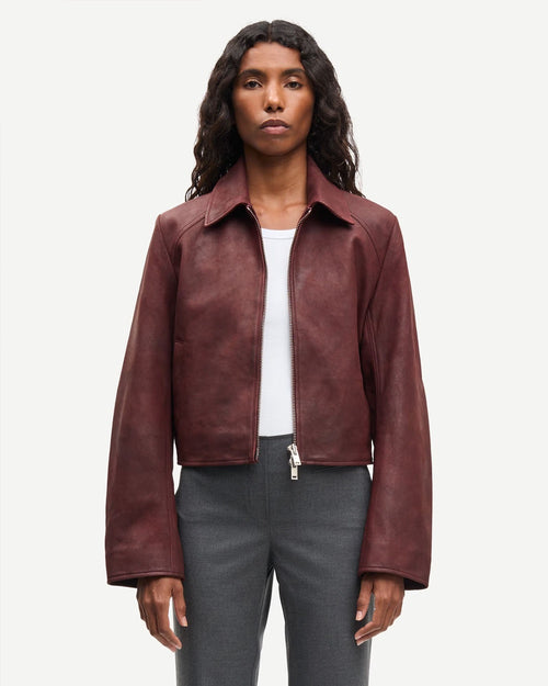 SASHIVA LEATHER JACKET 16053 / FUDGE