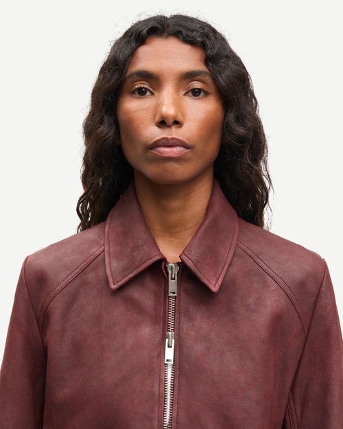 SASHIVA LEATHER JACKET 16053 / FUDGE