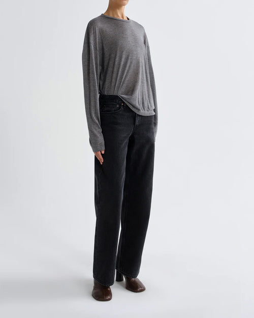 SASHA LONGSLEEVE BOYFRIEND TEE / GREY HEATHER