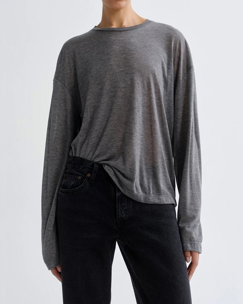 SASHA LONGSLEEVE BOYFRIEND TEE / GREY HEATHER