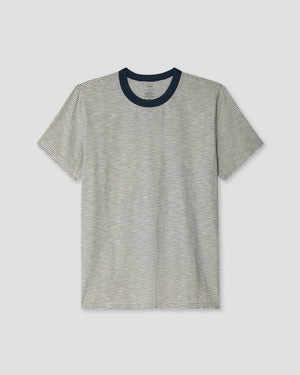 S/S THIN STRIPE RINGER TEE / ASH