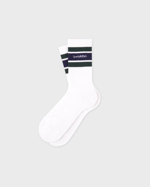 SERIF LOGO SOCKS / WHITE/FOREST/DARK NAVY