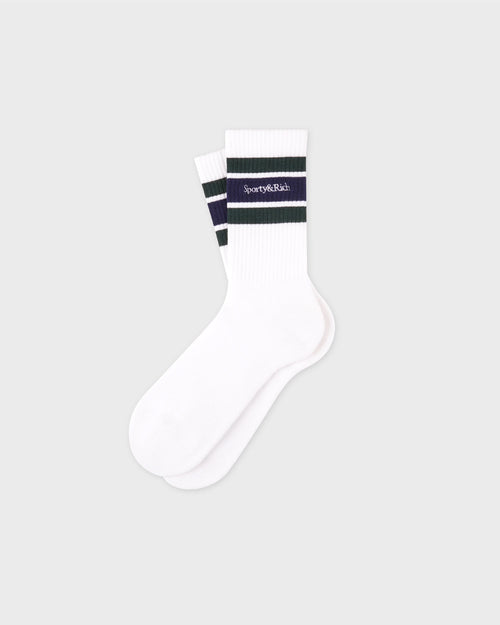 SERIF LOGO SOCKS / WHITE/FOREST/DARK NAVY