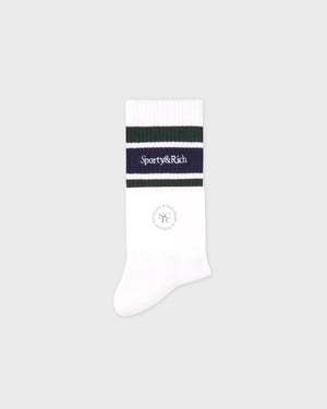 SERIF LOGO SOCKS / WHITE/FOREST/DARK NAVY
