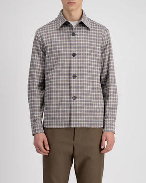 SHIRT JACKET TATTERSALL / BEIGE & NAVY