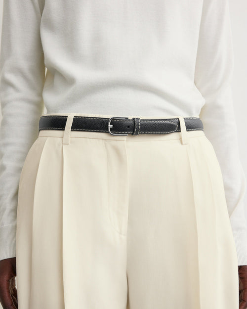 SLIM GRAINED LEATHER TROUSER BELT / BLACK