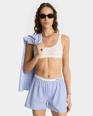 ITALIC LOGO BOXER SHORT / LIGHT BLUE STRIPED