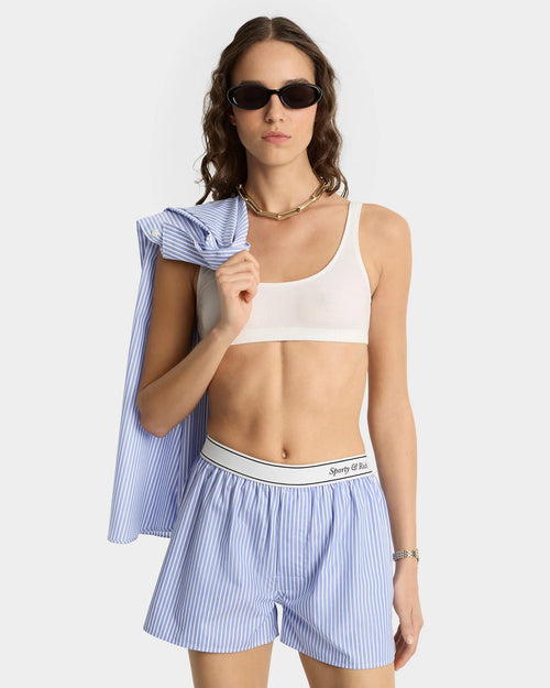 ITALIC LOGO BOXER SHORT / LIGHT BLUE STRIPED