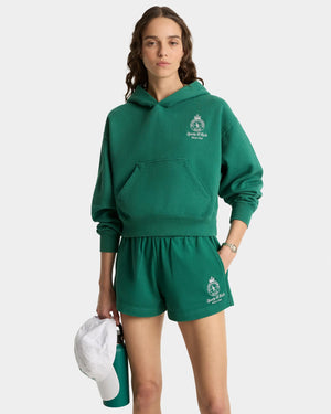 CROWN TENNIS CROPPED HOODIE / ALPINE WHITE