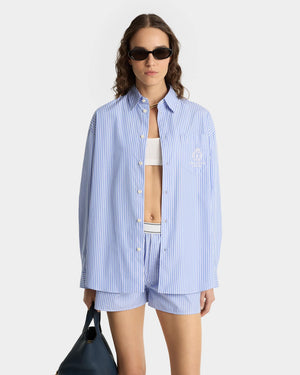 CROWN TENNIS OVERSIZED SHIRT / LIGHT BLUE STRIPED