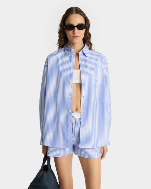 CROWN TENNIS OVERSIZED SHIRT / LIGHT BLUE STRIPED