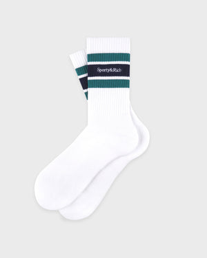 SERIF LOGO SOCKS / WHITE DARK NAVY ALPINE