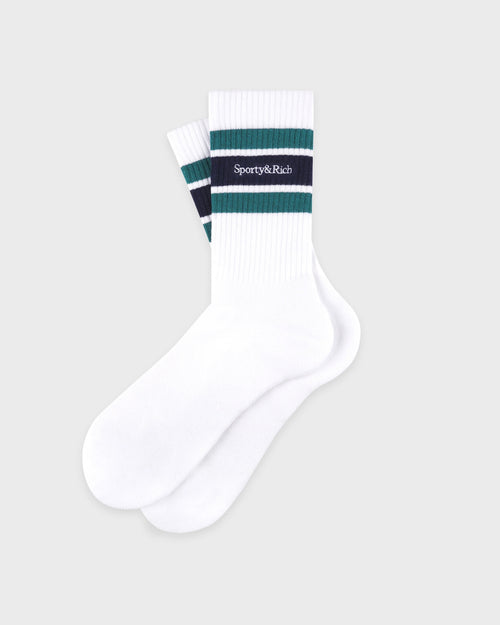 SERIF LOGO SOCKS / WHITE DARK NAVY ALPINE