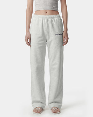 SIGNATURE LOGO EMBROIDERED WIDE SWEATPANT / HEATHER GRAY