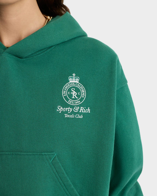 CROWN TENNIS CROPPED HOODIE / ALPINE WHITE