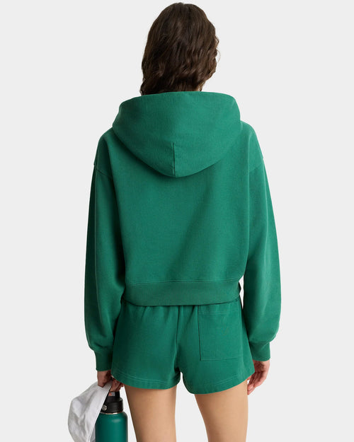 CROWN TENNIS CROPPED HOODIE / ALPINE WHITE