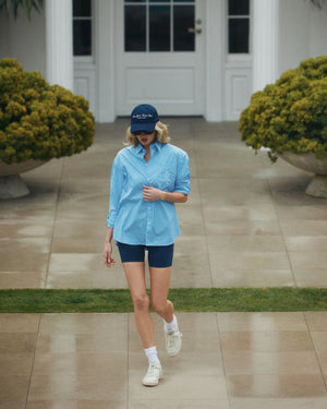 CROWN TENNIS OVERSIZED SHIRT / LIGHT BLUE STRIPED