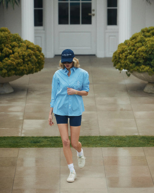 CROWN TENNIS OVERSIZED SHIRT / LIGHT BLUE STRIPED