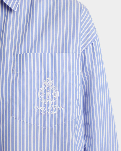CROWN TENNIS OVERSIZED SHIRT / LIGHT BLUE STRIPED