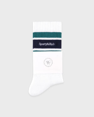 SERIF LOGO SOCKS / WHITE DARK NAVY ALPINE