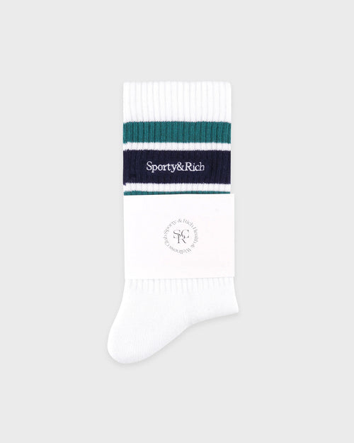 SERIF LOGO SOCKS / WHITE DARK NAVY ALPINE
