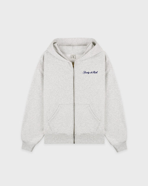 SIGNATURE LOGO EMBROIDERED ZIP HOODIE / HEATHER GRAY