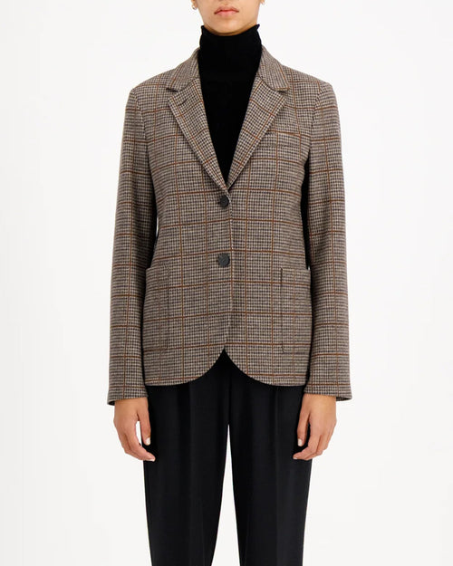 STAND UP COLLAR BLAZER LORO PIANA FABRIC / TAUPE & RUST