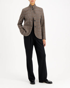 STAND UP COLLAR BLAZER LORO PIANA FABRIC / TAUPE & RUST