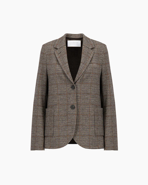 STAND UP COLLAR BLAZER LORO PIANA FABRIC / TAUPE & RUST