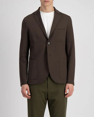 STRETCH PIQUET BLAZER / BROWN