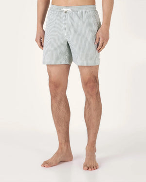 STRIPE SWIMSHORT / DUSK GREEN WHITE MINI STRIPE