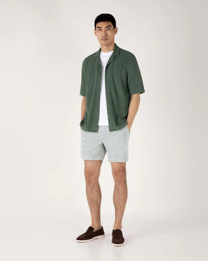 STRIPE SWIMSHORT / DUSK GREEN WHITE MINI STRIPE