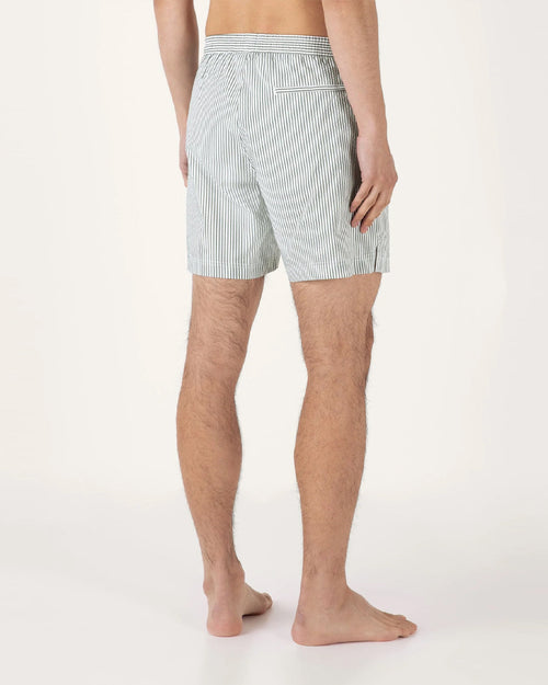 STRIPE SWIMSHORT / DUSK GREEN WHITE MINI STRIPE