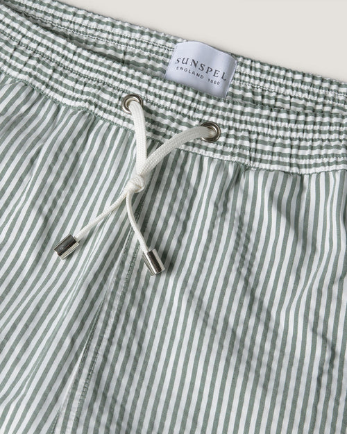 STRIPE SWIMSHORT / DUSK GREEN WHITE MINI STRIPE