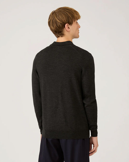 EXTRA FINE MERINO POLO SHIRT / CHARCOAL MELANGE