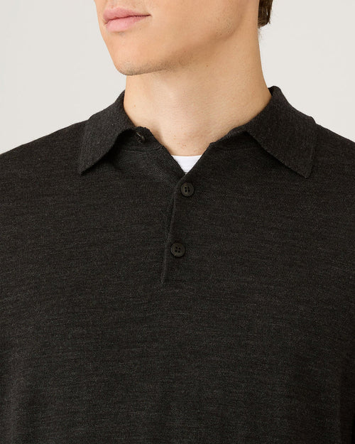 EXTRA FINE MERINO POLO SHIRT / CHARCOAL MELANGE