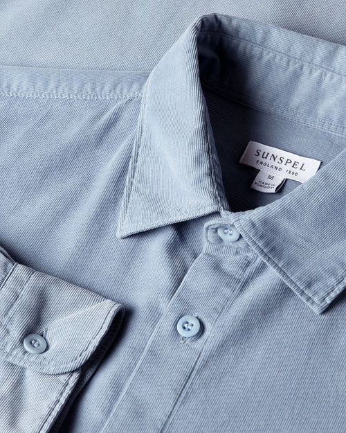 FINE CORD SHIRT / POWDER BLUE