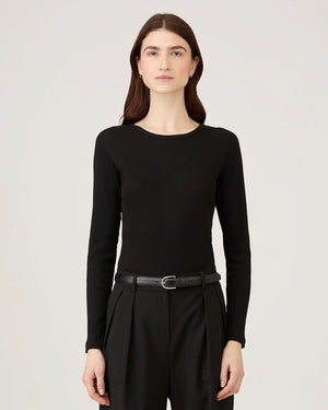 LONG SLEEVE RIBBED T-SHIRT / BLACK