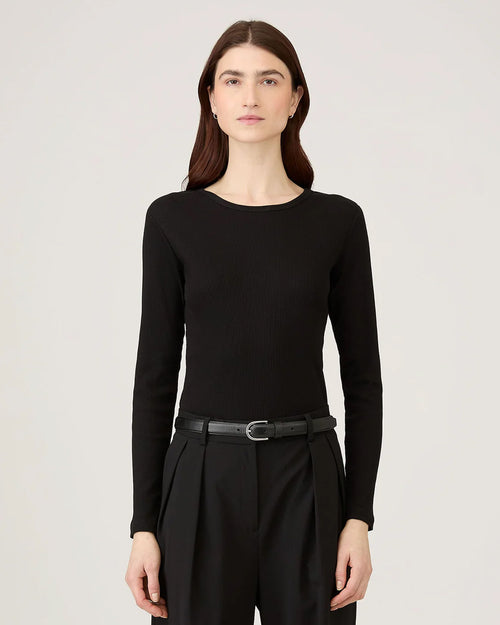 LONG SLEEVE RIBBED T-SHIRT / BLACK