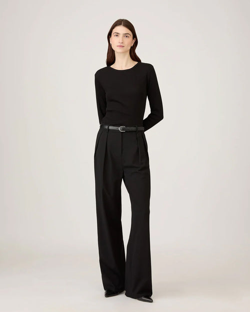 LONG SLEEVE RIBBED T-SHIRT / BLACK