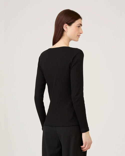LONG SLEEVE RIBBED T-SHIRT / BLACK