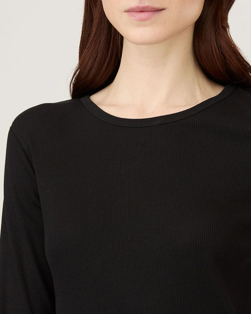 LONG SLEEVE RIBBED T-SHIRT / BLACK
