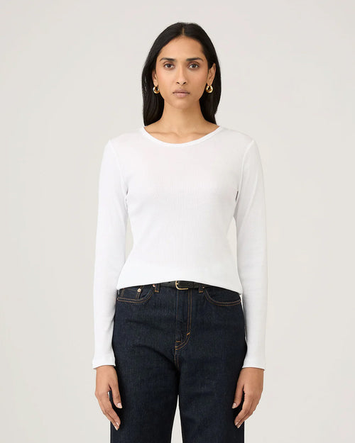 RIB LS T-SHIRT / WHITE