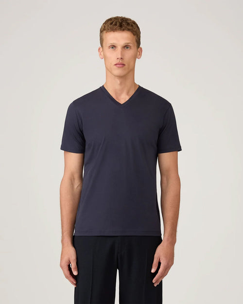 RIVIERA MIDWEIGHT V-NECK T-SHIRT / NAVY