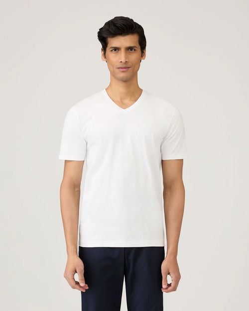 RIVIERA MIDWEIGHT V-NECK T-SHIRT / WHITE