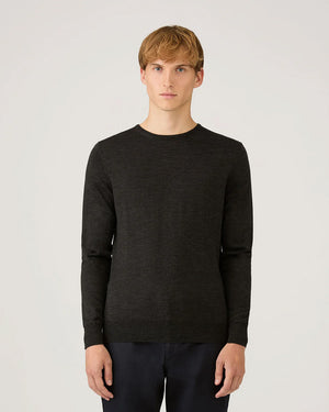 EXTRA FINE MERINO CREW NECK / CHARCOAL MELANGE