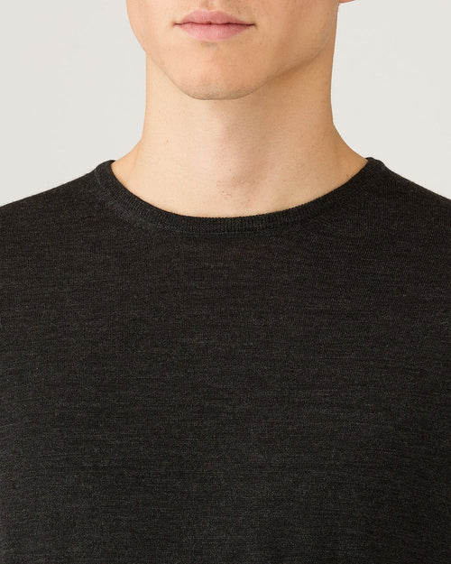 EXTRA FINE MERINO CREW NECK / CHARCOAL MELANGE