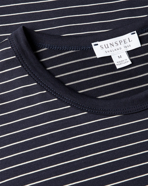 CLASSIC STRIPE T-SHIRT / NAVY / ECRU PINSTRIPE